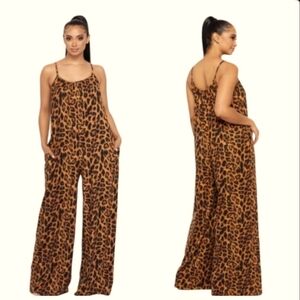 Leopard Print Palazzo Jumpsuit